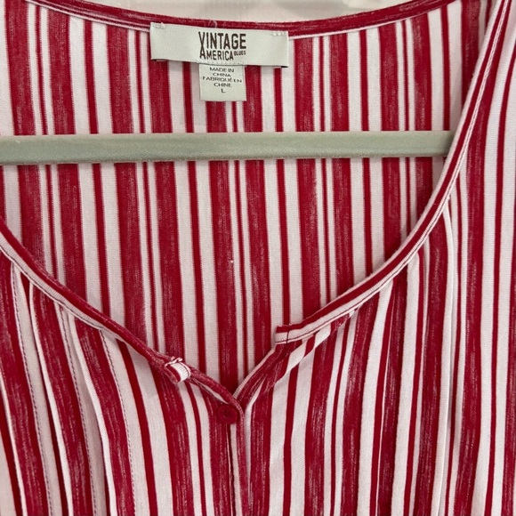 Vintage America Blues Striped Red White Tank Top Shirt Women Sz L Casual - Picture 4 of 11